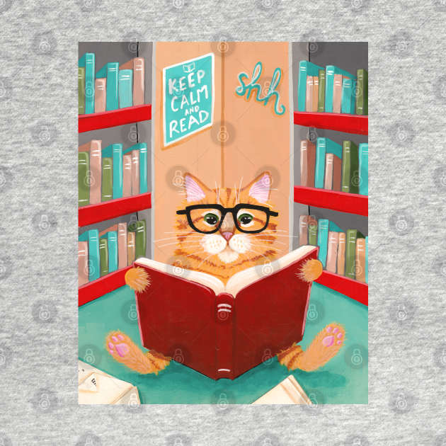 The Library Cat by KilkennyCat Art